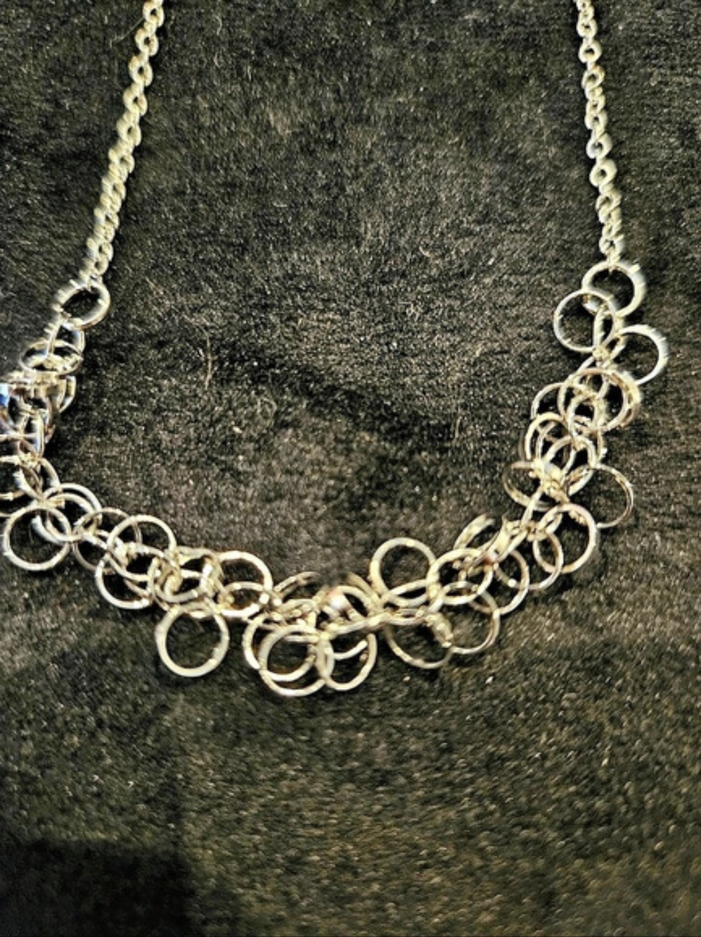 Silver-Tone Ring Link Necklace Like New